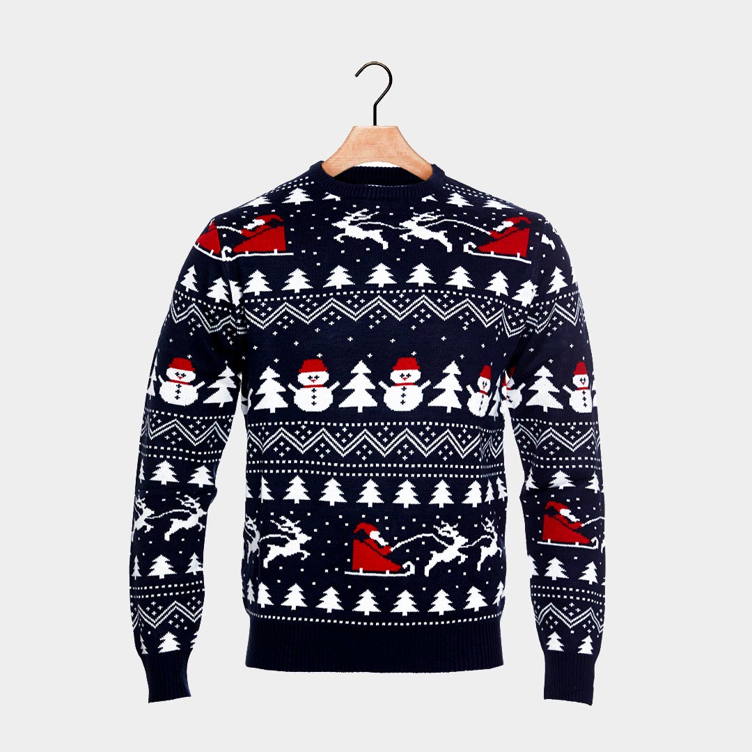 Men's Ugly Christmas Sweater Trees, Snowmens Santa