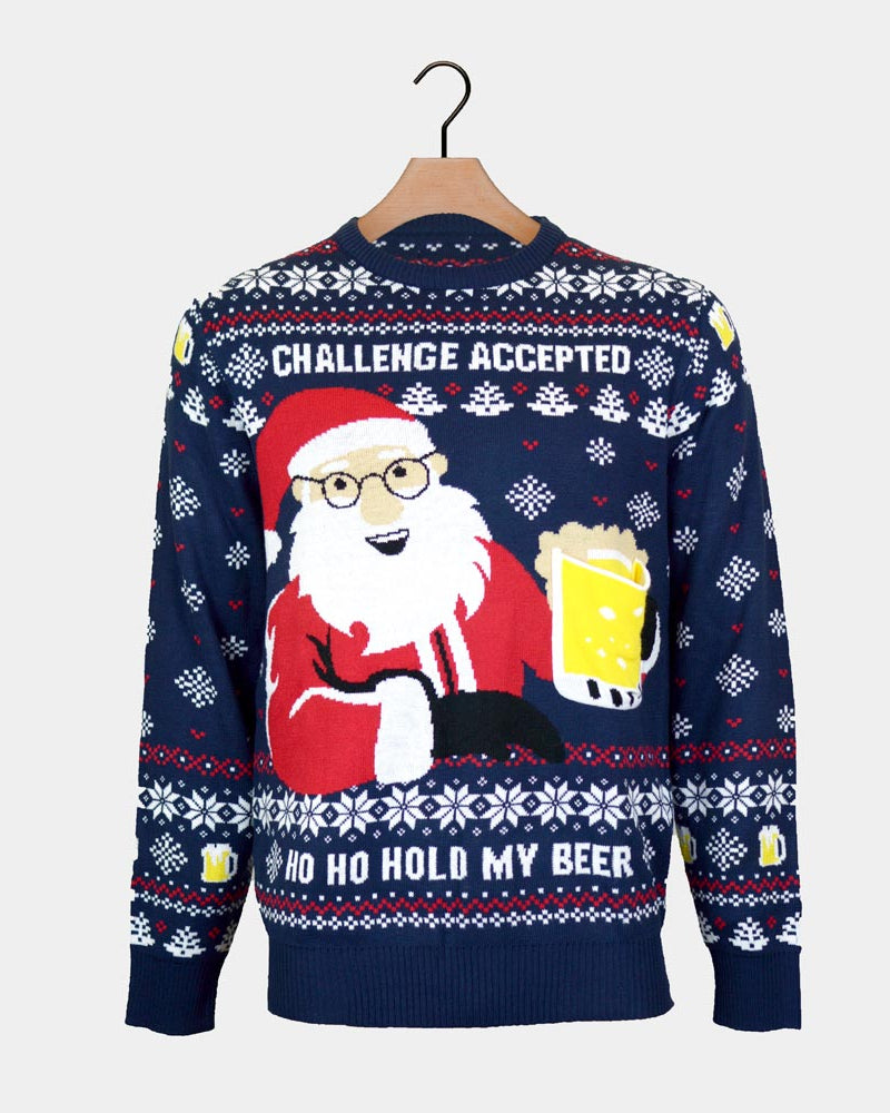 Men's Ugly Christmas Sweater Beer Pocket 3D