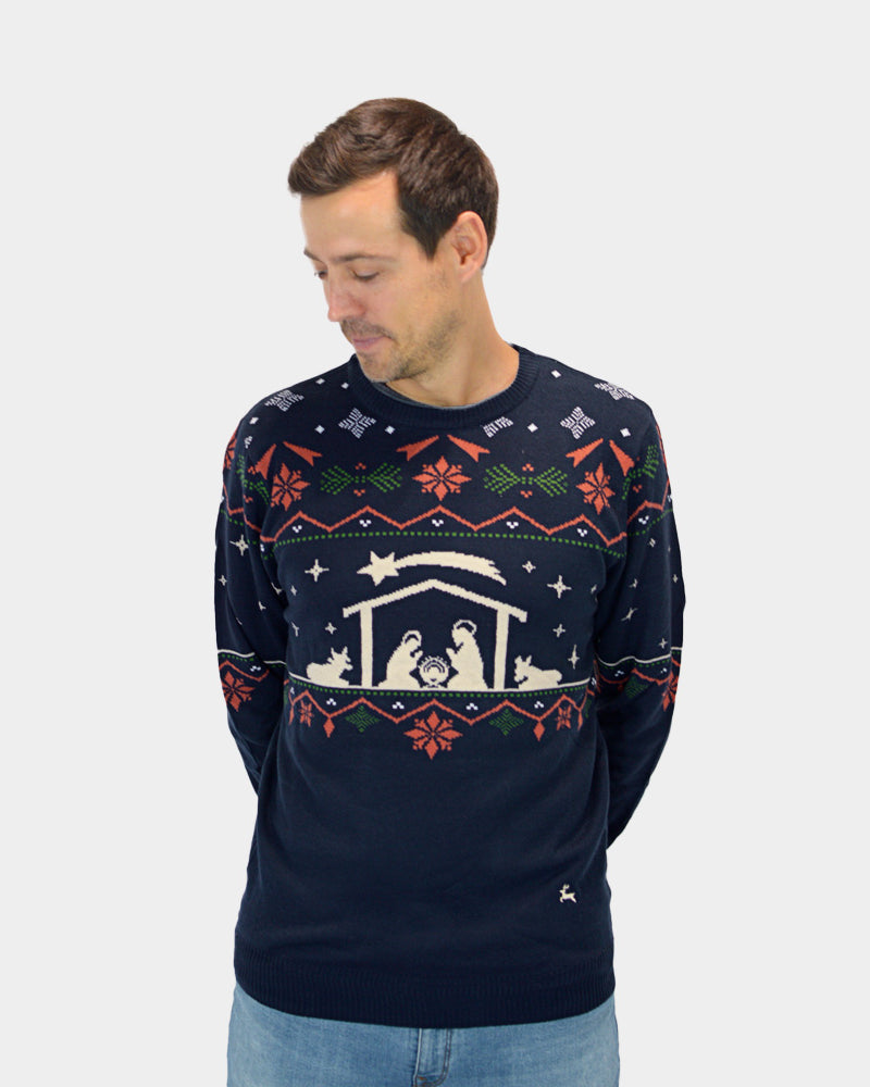 Ugly Christmas Sweater Nativity Mens