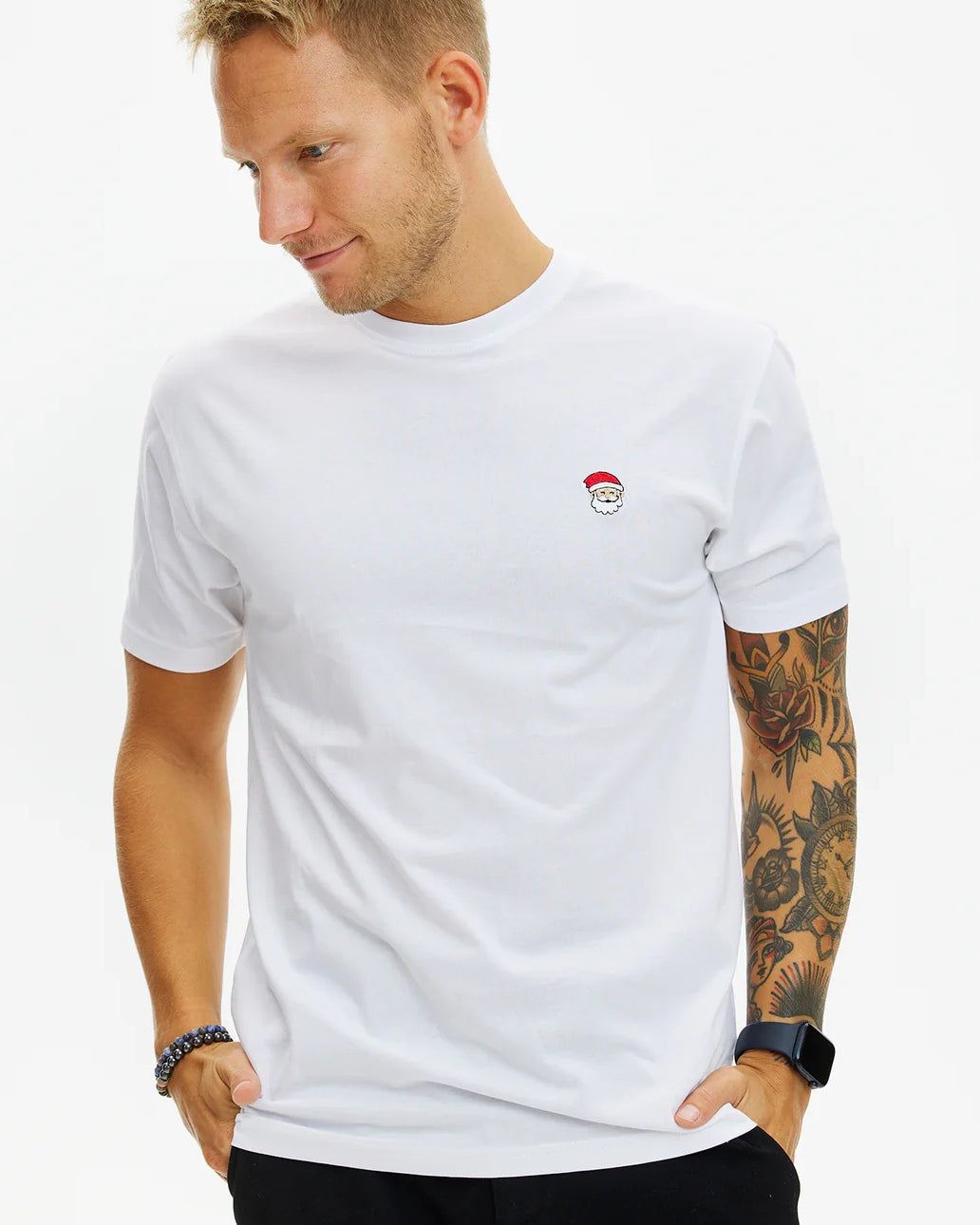 White Mens and Womens Ugly Christmas T-Shirt Santa