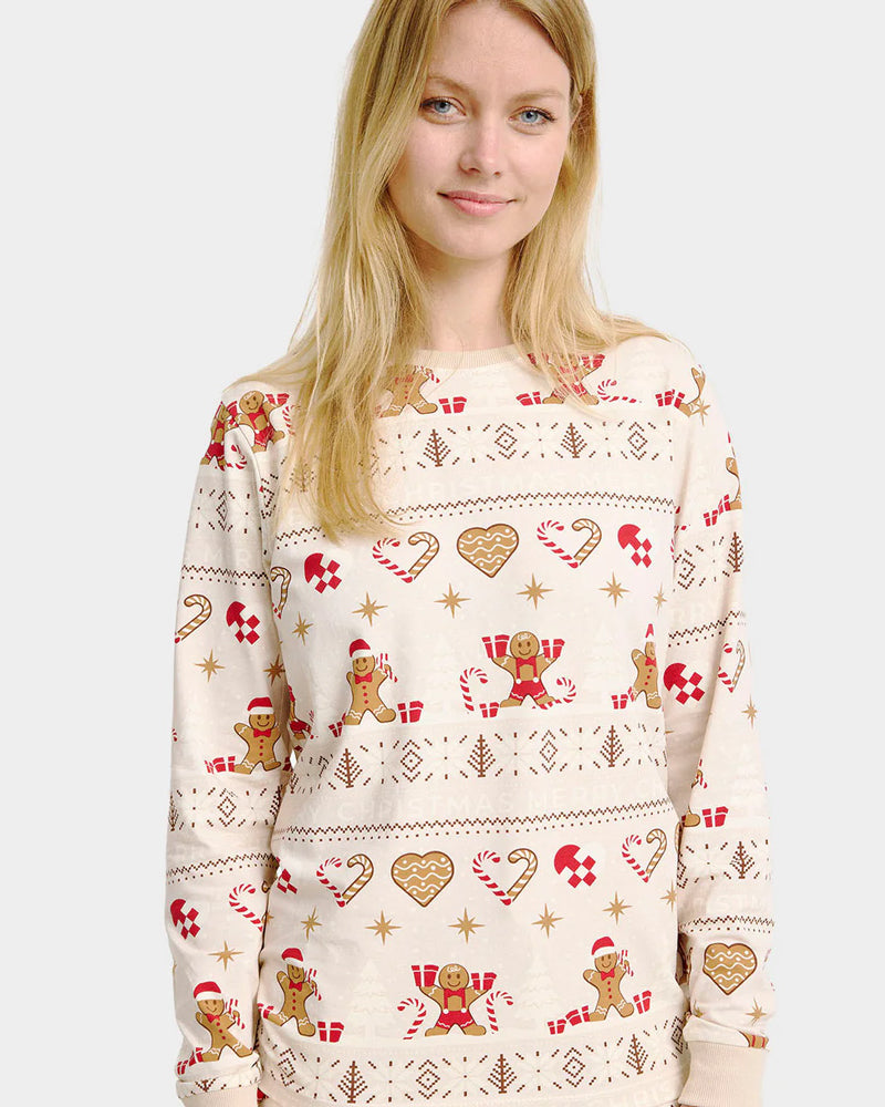 Women Ugly Beige Christmas Pyjama for Family Gingercookies