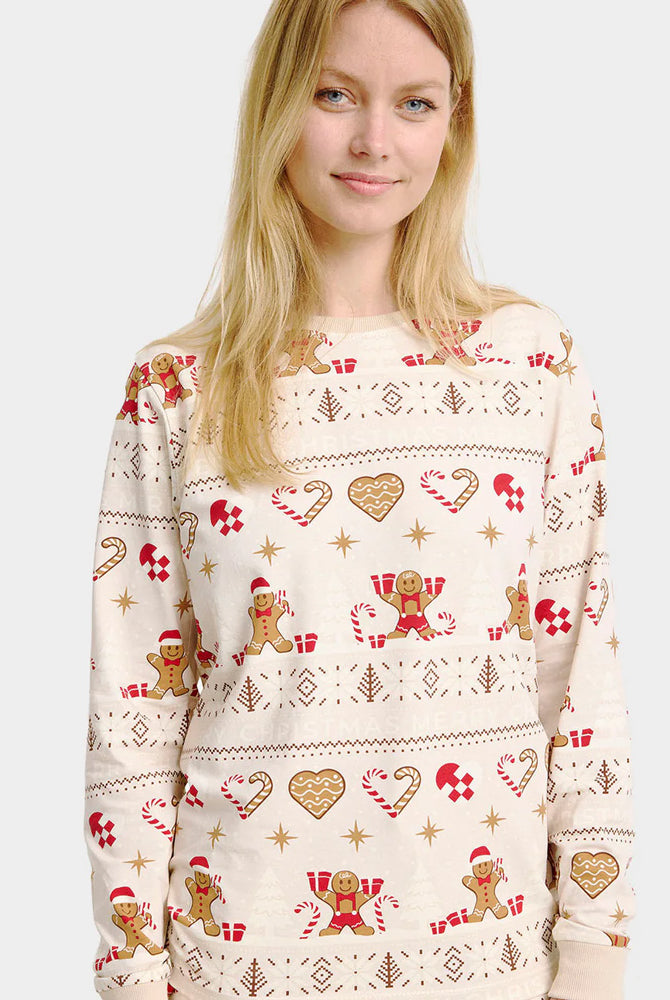 Women Ugly Beige Christmas Pyjama for Family Gingercookies