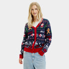 Women's Blue and Red Cardigan Ugly Christmas Sweater