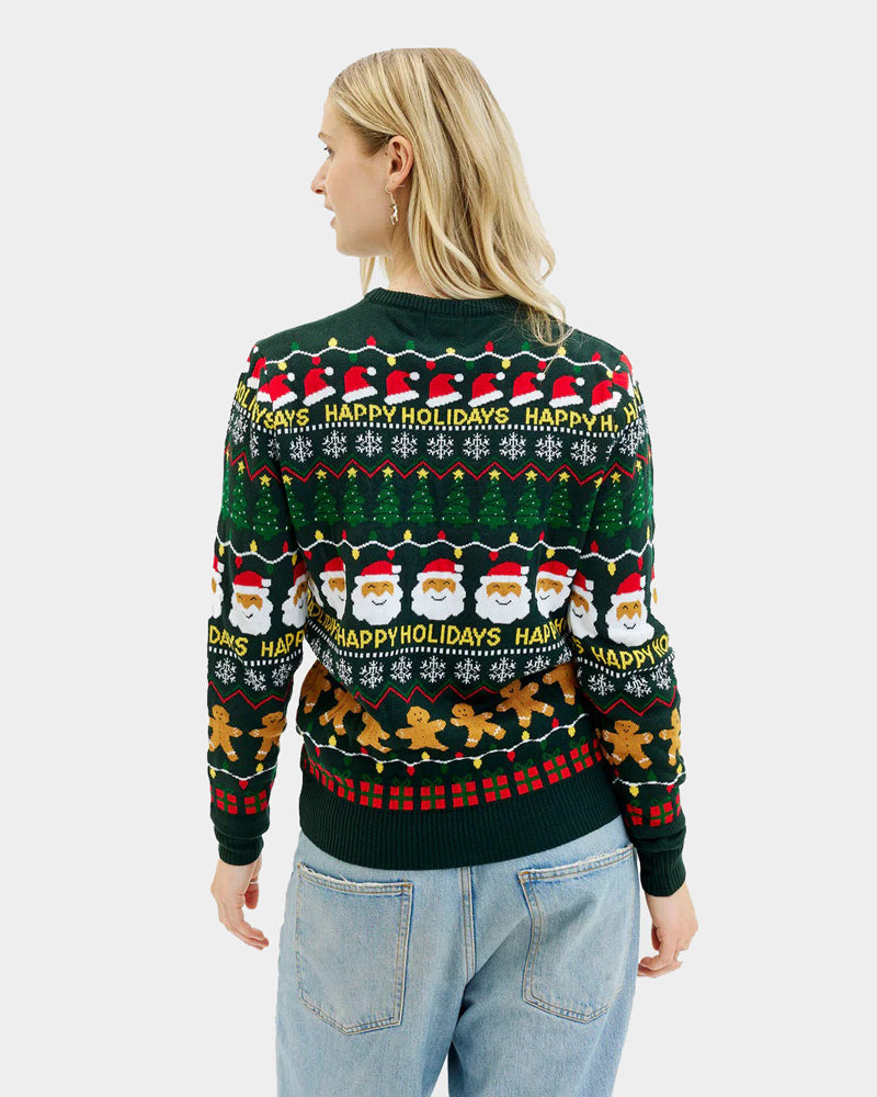 Womens Couple's Green Ugly Christmas Sweater  Happy Holidays