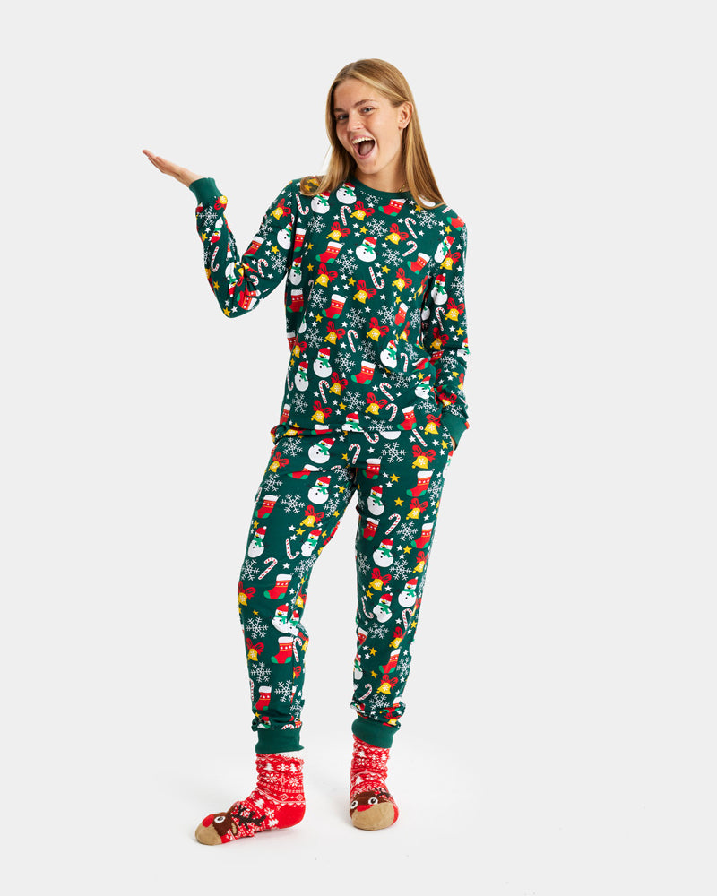 Green Ugly Christmas Womens Pyjama Family Christmas motifs