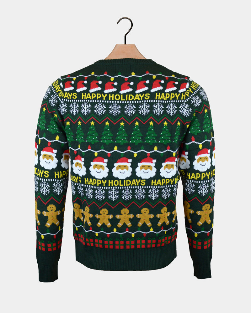 Womens Green Ugly Christmas Sweater Happy Holidays back