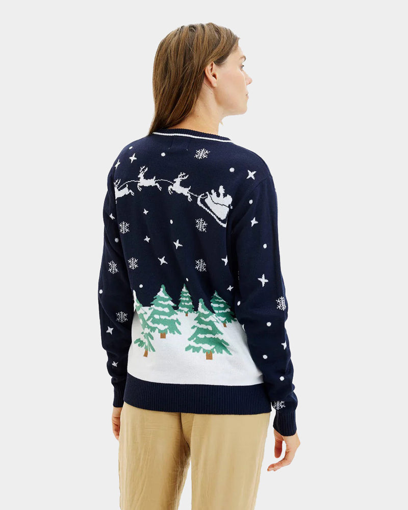 LED light-up Womens Couple's Blue Ugly Christmas Sweater Merry Christmas
