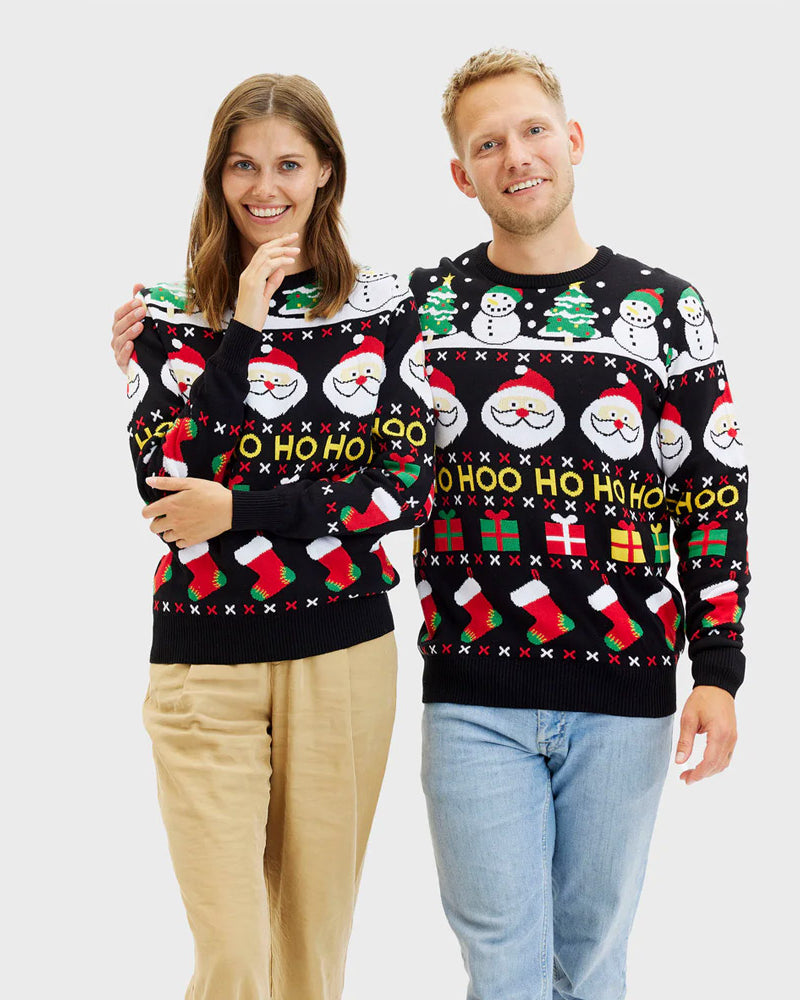 Organic Cotton Couples Ugly Christmas Sweater Santa Gifts Snowmens