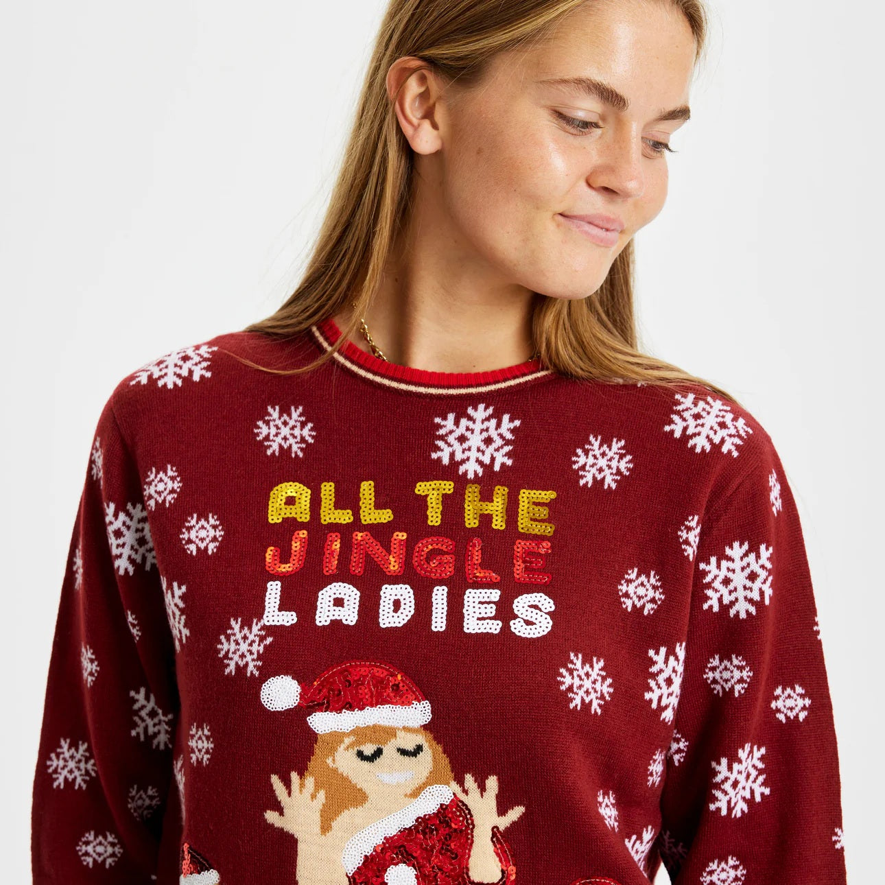 Womens Mens Ugly Christmas Sweater Jingle Ladies with Sequins
