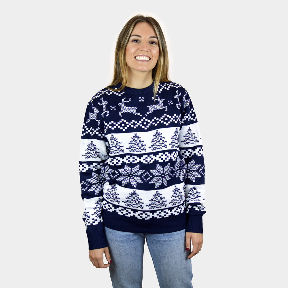 North Pole Blue Boys and Girls Ugly Christmas Sweater Womens