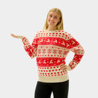 Red Beige Organic Womens Cotton Mens Ugly Christmas Sweater Hearts