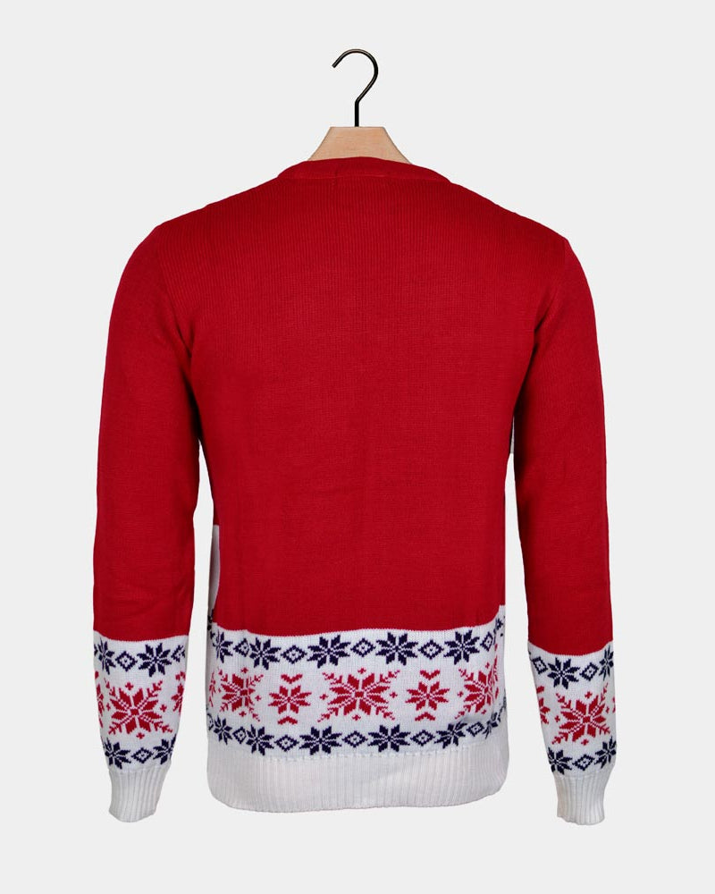 Women's Red Ugly Christmas Sweater Back Skating Reindeer