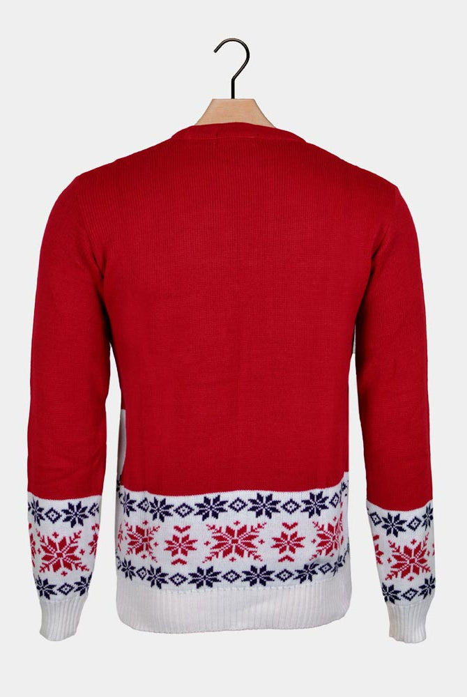 Women's Red Ugly Christmas Sweater Back Skating Reindeer