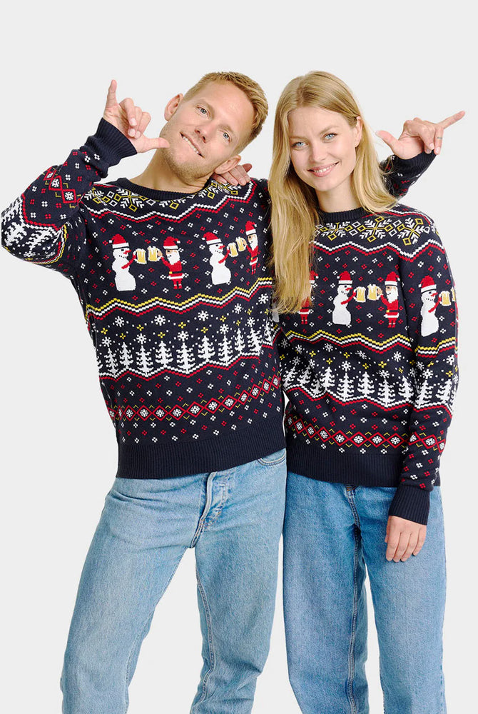 Womens Ugly Christmas Sweater Cheers Santa Men