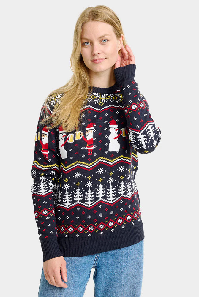 Womens Ugly Christmas Sweater Cheers Santa