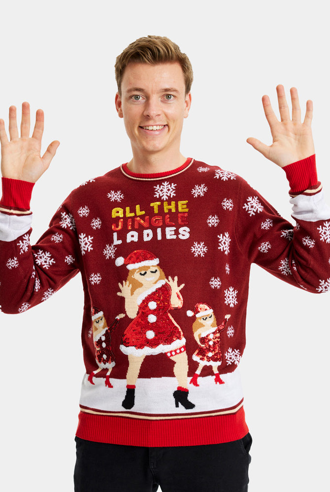 Womens Ugly Christmas Sweater Jingle Ladies Mens Sequins