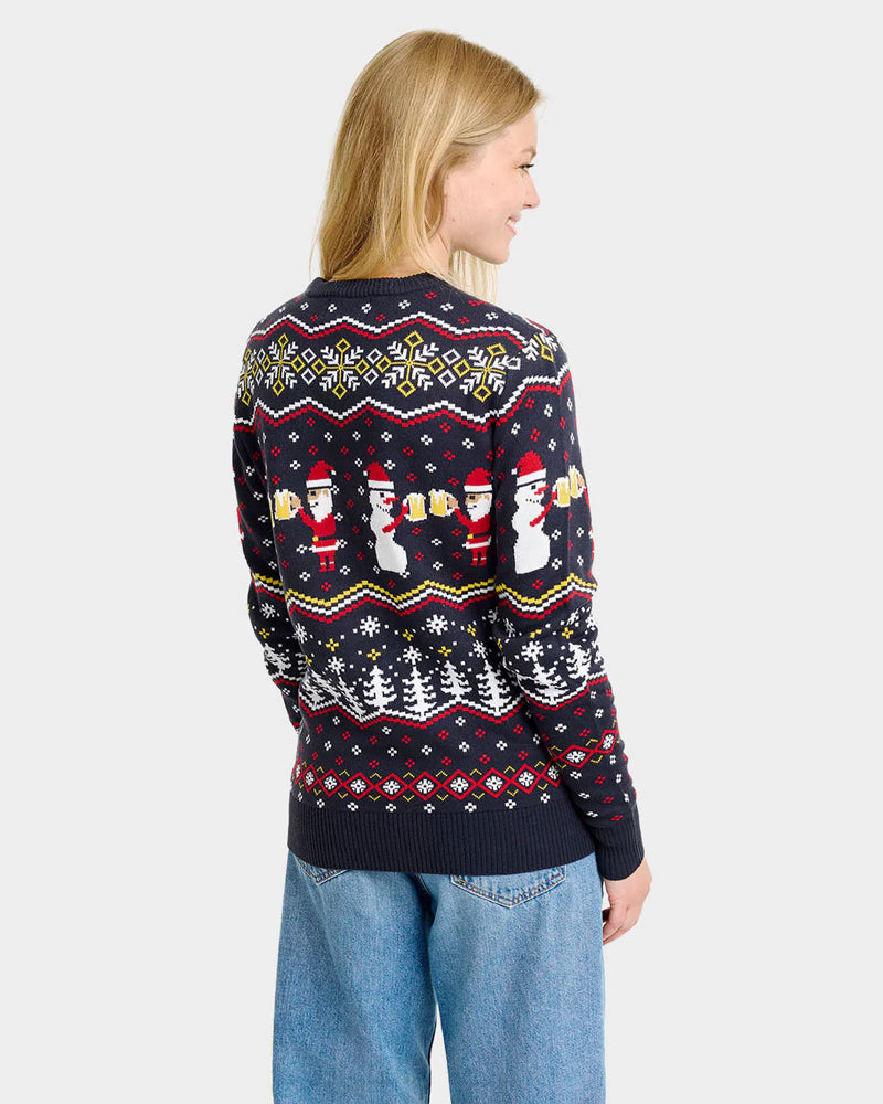 Womens Ugly Christmas Sweater Santa Cheers