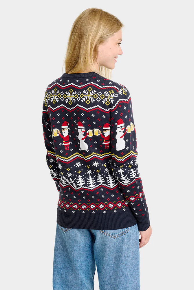 Womens Ugly Christmas Sweater Santa Cheers