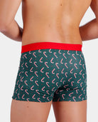 Green Mens Ugly Christmas Boxer with Candy Canes Back
