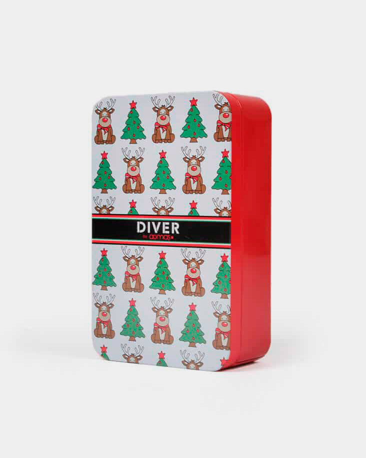 Mens Ugly Christmas Boxer with Reindeers and Christmas Trees Gift box