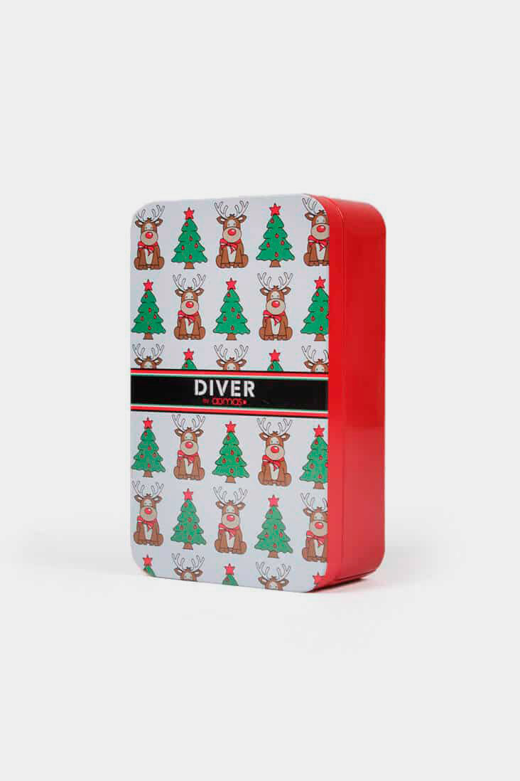 Mens Ugly Christmas Boxer with Reindeers and Christmas Trees Gift box