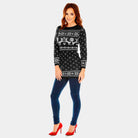 Womens Black Ugly Christmas Dress with Reindeers