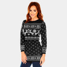Black Womens Ugly Christmas Dress with Reindeers