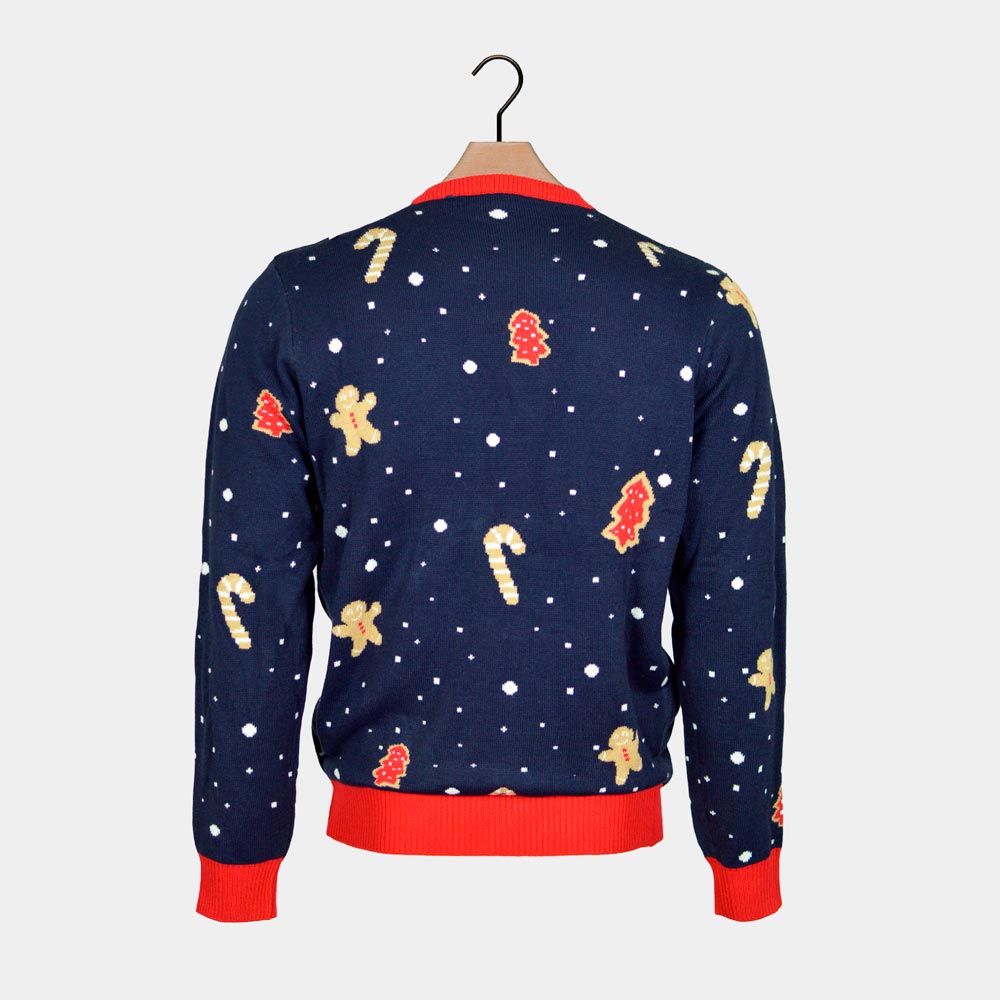 Blue LED light-up Boys and Girls Ugly Christmas Sweater Ginger Cookie Back