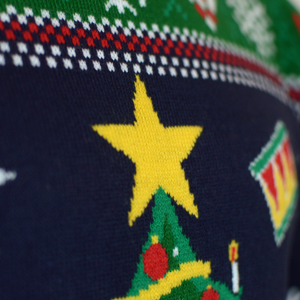 Blue LED light-up Family Ugly Christmas Sweater with Christmas Tree Detail 2