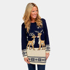 Blue Ugly Christmas Dress with Baby Reindeers Womens
