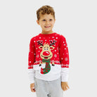 Boys and Girls Ugly Christmas Sweater with Reindeer with Scarf Kids