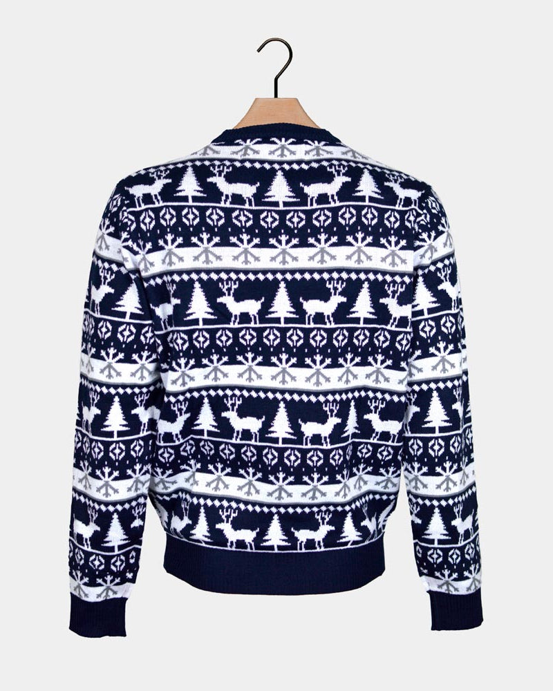 Boys and Girls Ugly Christmas Sweater with Reindeers and Trees Strips Back