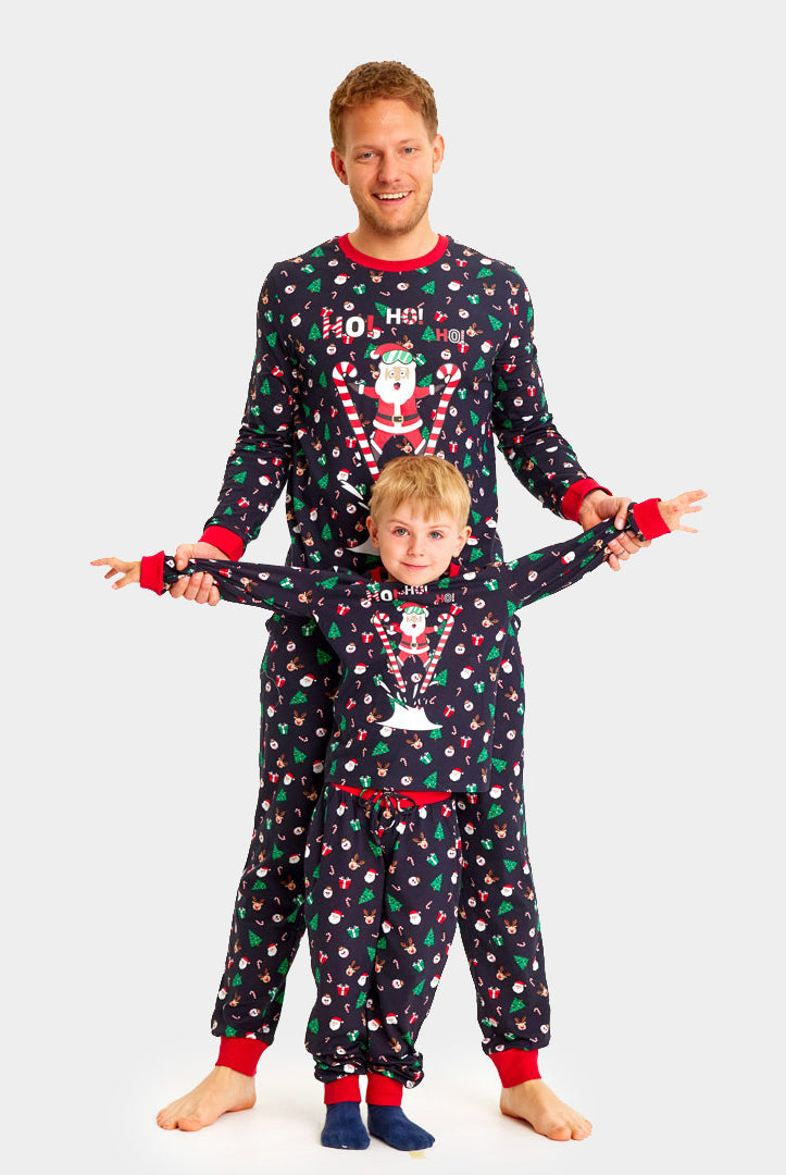 Ugly Christmas Piyama for Family with Skiing Santa