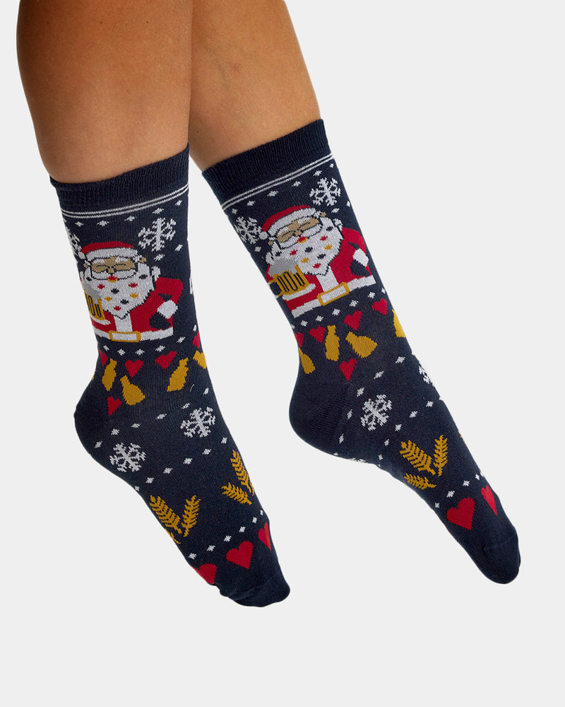Unisex Ugly Christmas Socks Santa with Beer women and mens
