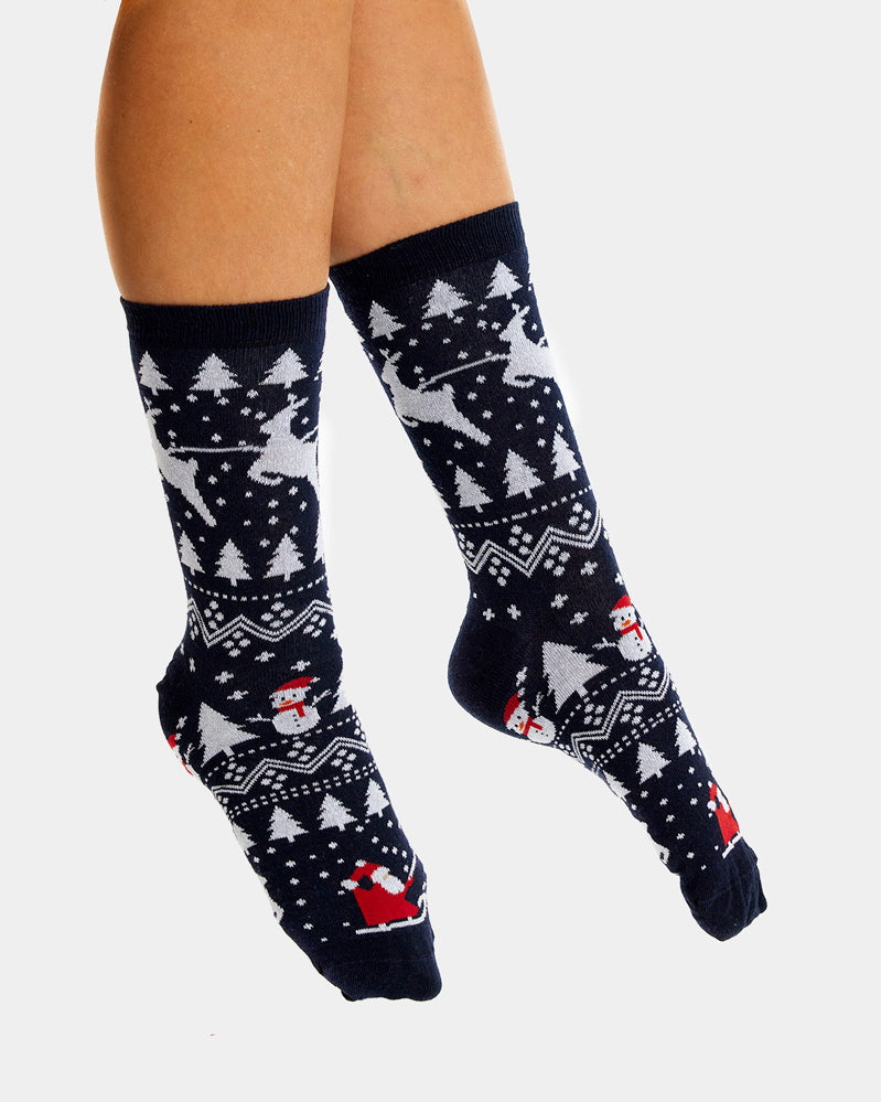 Unisex Ugly Christmas Socks with Trees, Snowmens and Santa women and men