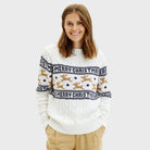 Classy White Family Organic Cotton Ugly Christmas Sweater with Reindeerswomens
