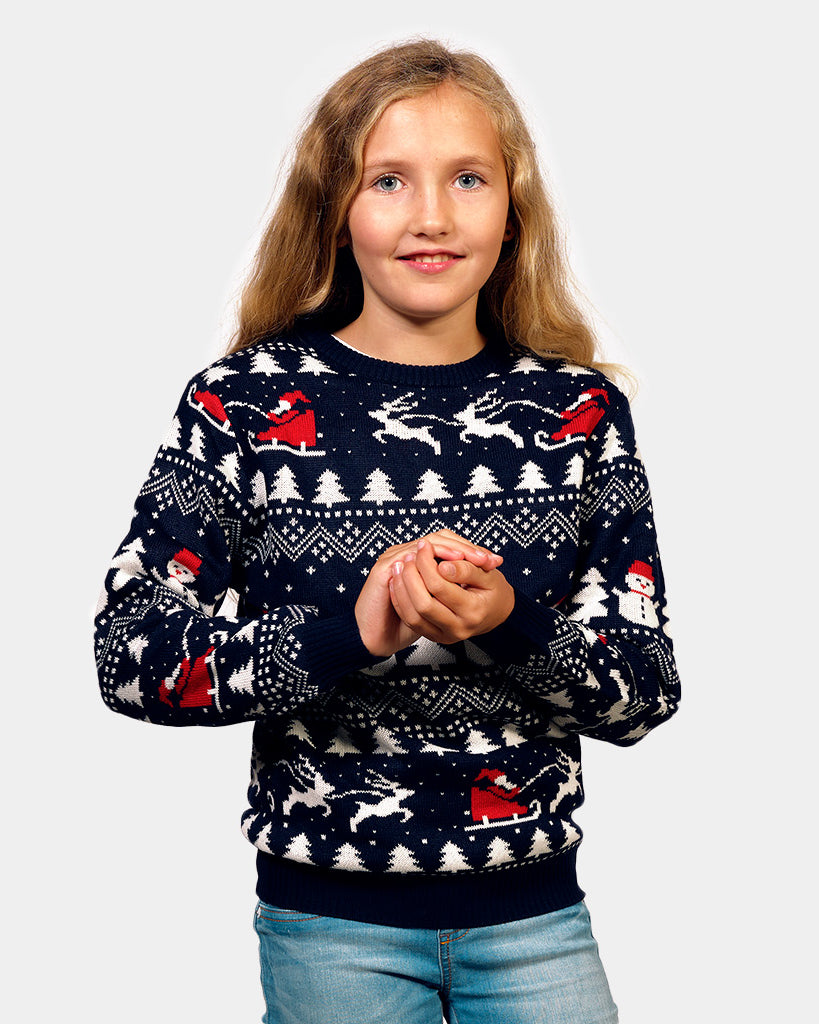 Boys Ugly Christmas Sweater with Trees, Snowmens and Santa