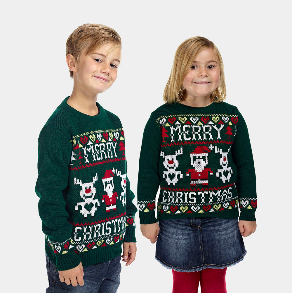 Green Boys and Girls Merry Ugly Christmas Sweater