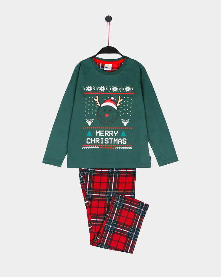 Green Boys Ugly Christmas Pyjama Smile