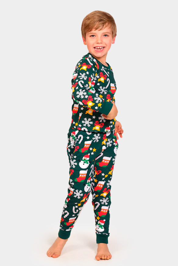 Green Ugly Christmas Piyama for Family with Christmas motifs