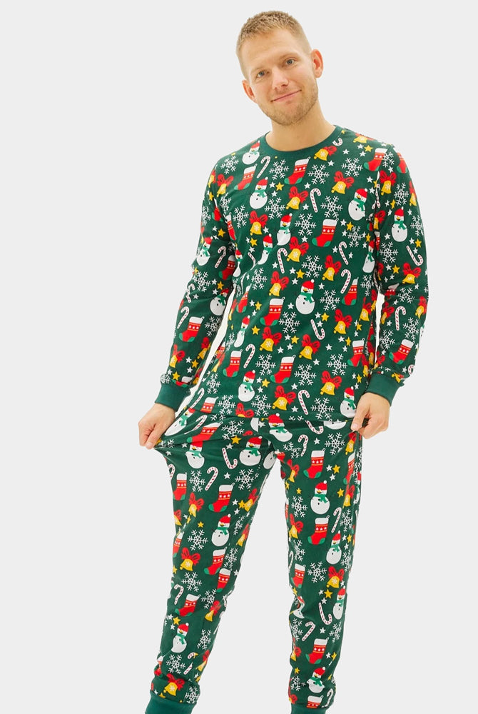 Green Ugly Christmas Piyama for Family with Christmas motifsmens