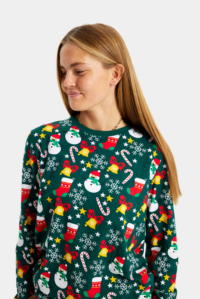 Green Ugly Christmas Piyama for Family with Christmas motifs womens