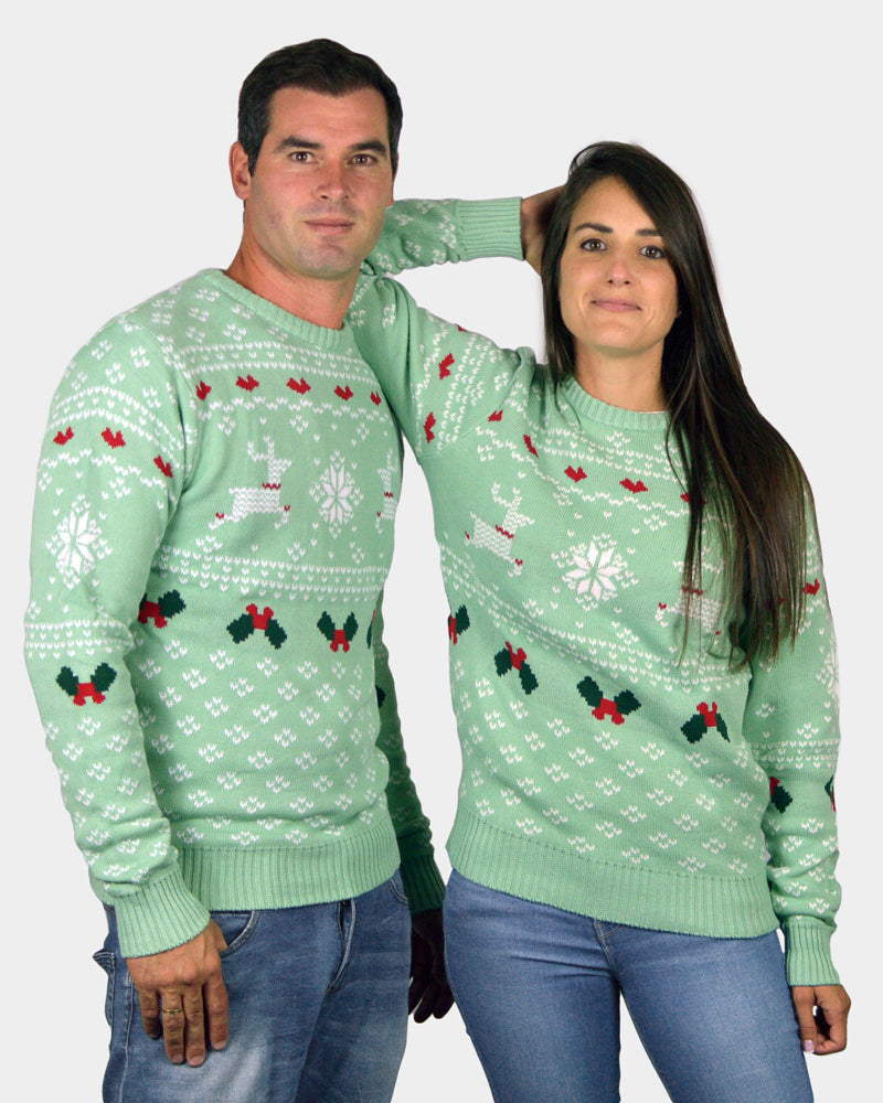 Green Sweet Family Ugly Christmas Sweater couple