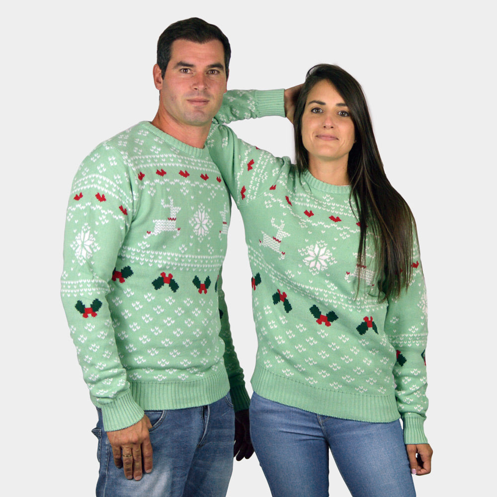 Green Sweet Family Ugly Christmas Sweater couple