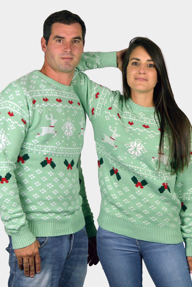 Green Sweet Ugly Christmas Sweater couple