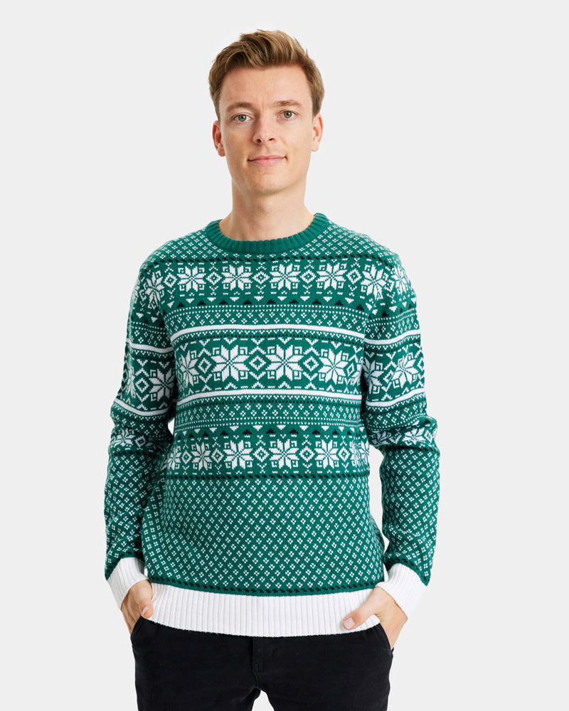 Classy Green and White Ugly Christmas Sweater Mens