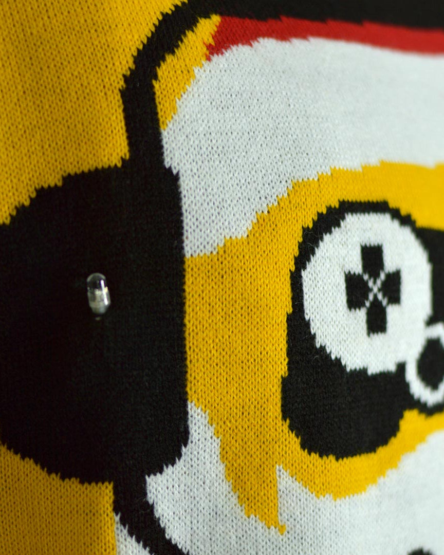 LED light-up Boys and Girls Ugly Christmas Sweater Santa Gamer Detail 2