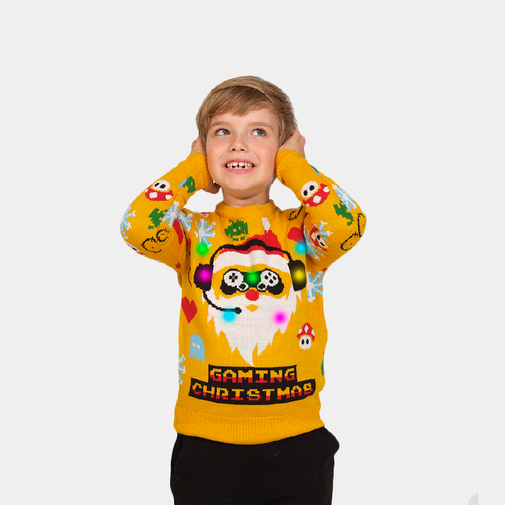 LED light up Boys and Girls Ugly Christmas Sweater Santa Gamer Ugly Christmas Sweaters
