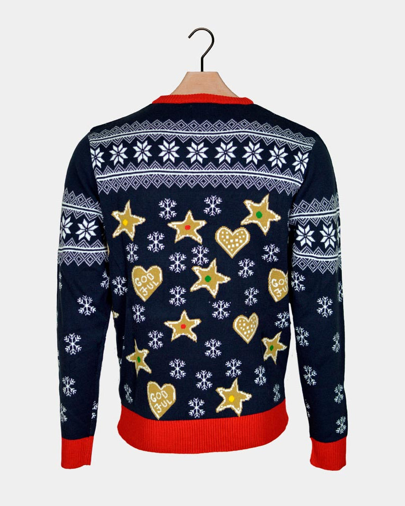LED light-up Family Ugly Christmas Sweater with Gingerbread House Back