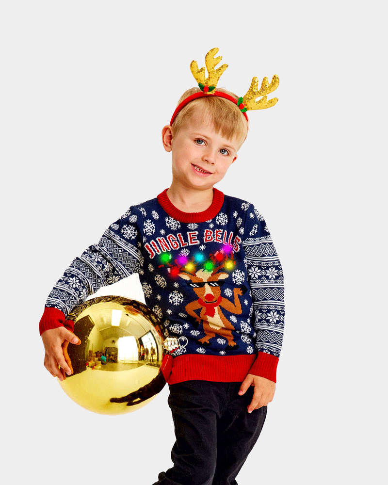 LED light-up Family Ugly Christmas Sweater Jingle Bells boys